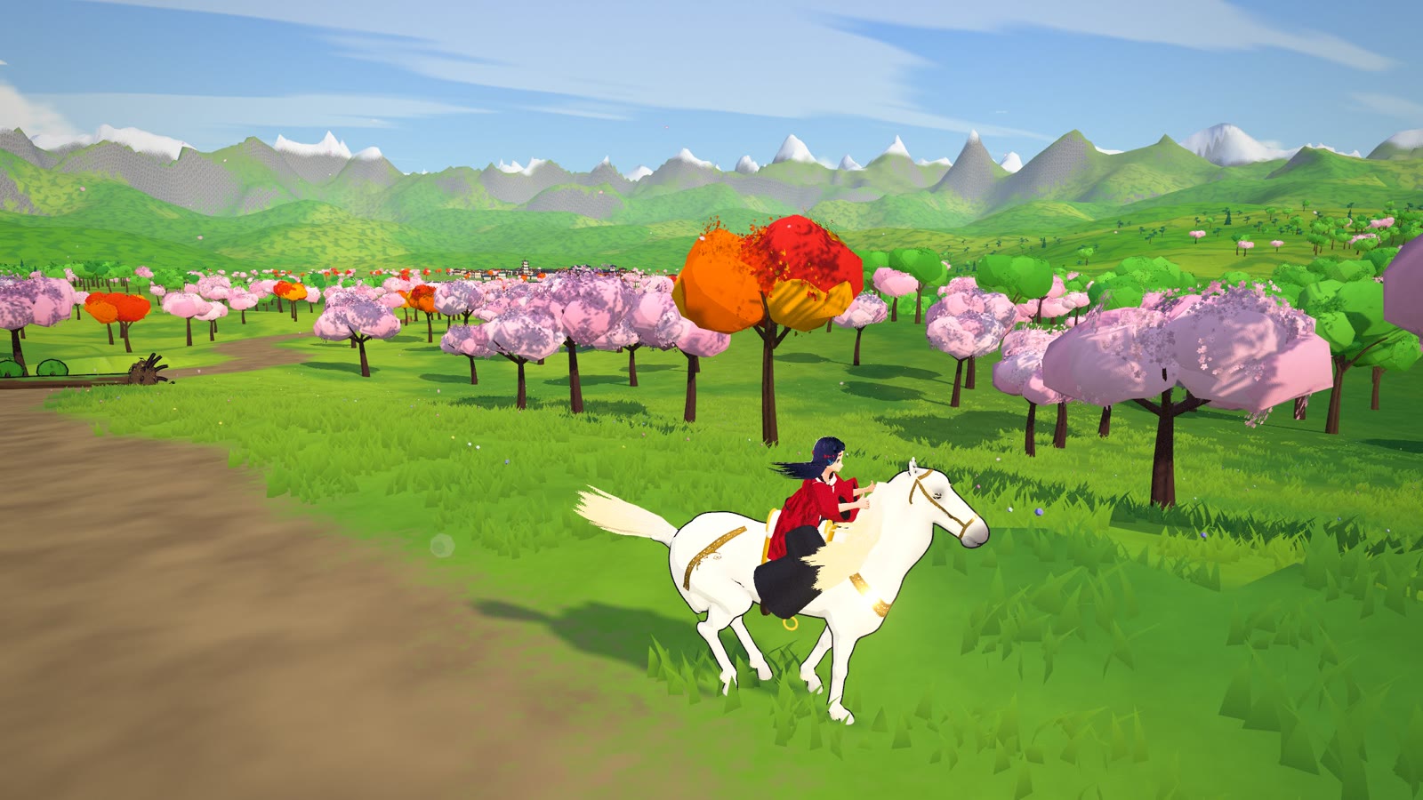 Samurai Run: героиня на белом коне среди цветущих сакур